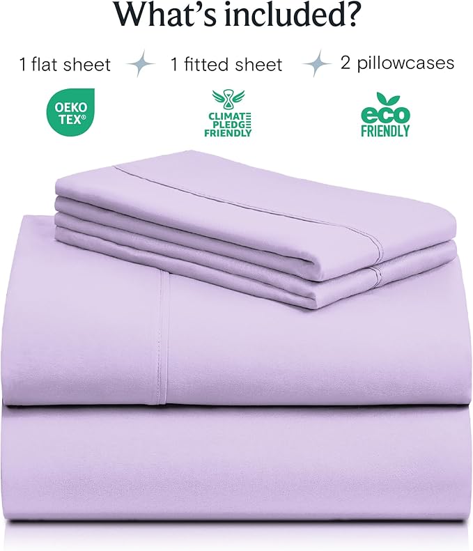 LuxClub 4 PC California King Sheet Set, Breathable Luxury Bed Sheets, Deep Pockets 18" Wrinkle Free Cooling Sheets Machine Washable Hotel Bedding Silky Soft - Lavender Cal King