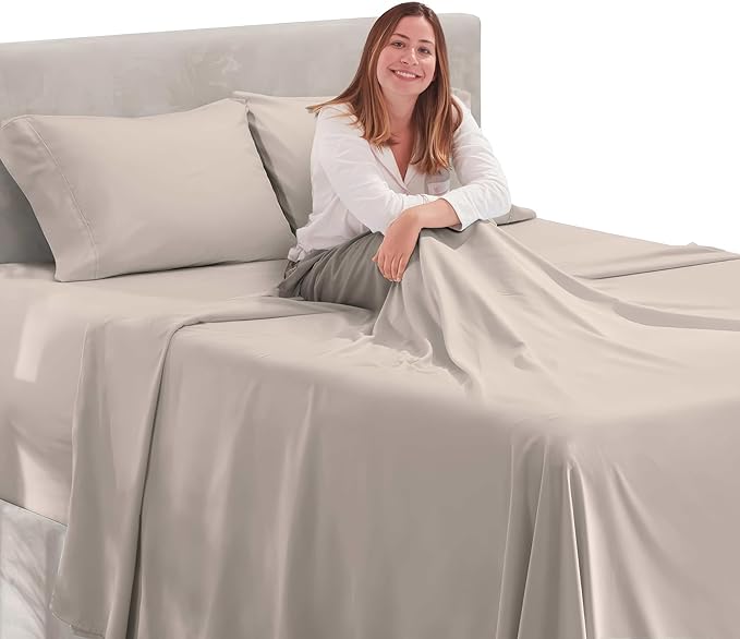 Nestl California King Size Sheet Set, 4 Piece Extra Deep Pocket (18-24 inches), Microfiber, Hotel Luxury, Soft, Breathable, Wrinkle-Free, Easy to Care, Linen