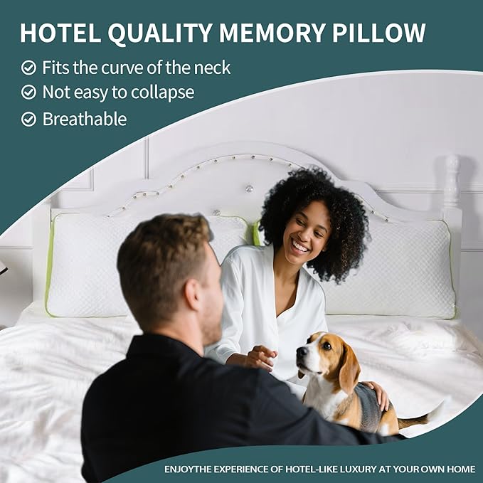 Luxury Hotel Cooling Pillow for Sleeping,Medium Firm Shredded Memory Foam Pillows King Size Set of 2,with Zipper Adjustable Supportive