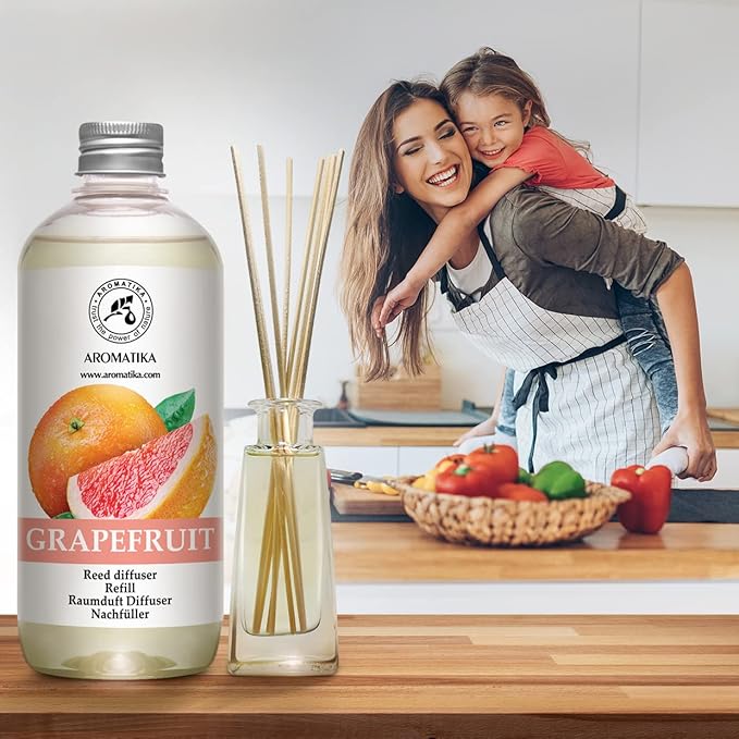 Reed Diffuser Oil Refill Grapefruit 17.0 Fl Oz (500ml) - Intensive & Long Fragrance for Room - Lasting Natural Room Scent - Refill for Office - Boutique - Restaurant - Aromatherapy