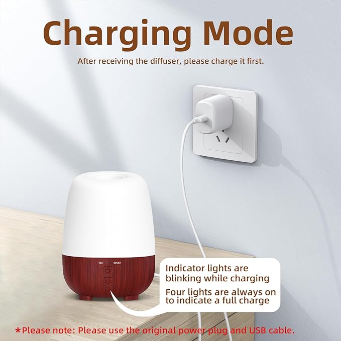 SEEDSEEL 150ML Cordless Essential Oil Diffuser, Rechargeable Battery-Operated Quiet Aromatherapy Diffuser with 7-Hour Runtime,2 Timer Settings & 7-Color LED Light for Bathroom,Bedroom,Living,Room