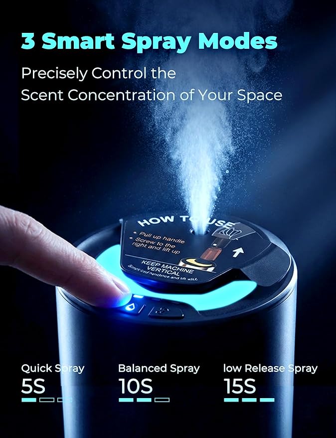 Waterless Car Essential Oil Diffuser, Smart Auto On/Off, Rechargeable Car Aroma Diffuser, Compact Scent Diffuser with 20H Battery Life