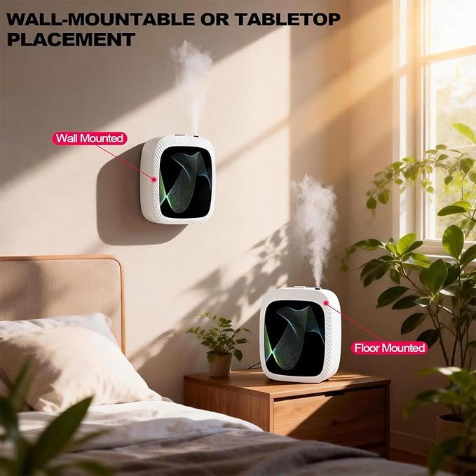 Waterless Essential Oil Diffuser Scent Air Machine for Home Large Room and Commercial Use, Up to 2000 sq ft, App & Panel Control, Dual Power Type-C/D Batteries (White)