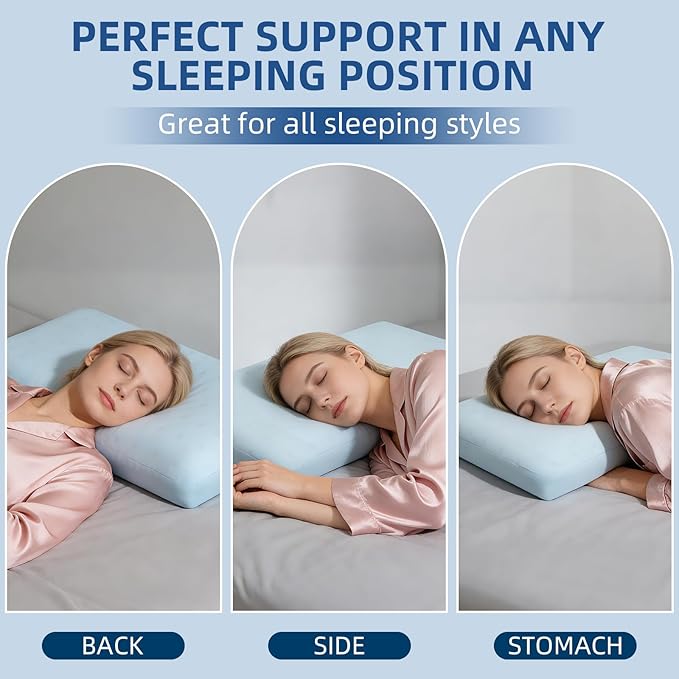 Sycoodeal Cooling Memory Foam Pillow Standard Size with Washable Pillow Cover, Ergonomic Supportive Neck Pillow, Slow Rebound Comfort Bed Pillow for Back, Stomach & Side Sleepers (1 Pack)