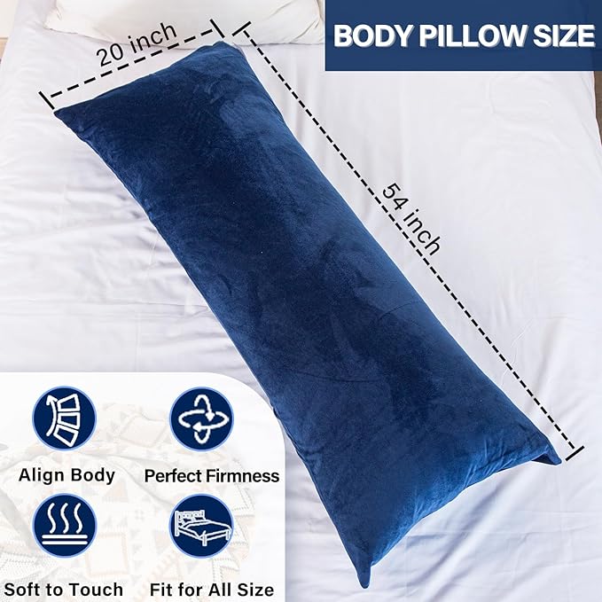 1 MIDDLE ONE Body Pillow, Memory Foam Body Pillows for Adults Sleeping, Long Pillow for Bed, Big Large Firm Full Body Pillow for Side Sleeper, 20x54 Inch, Navy Blue