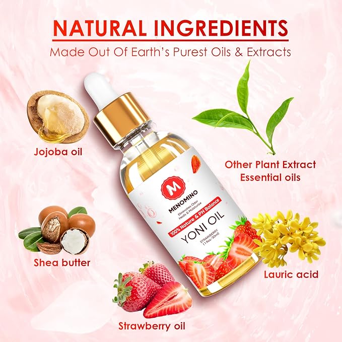 3 Pack Yoni Oil Organic Feminine Oil for Women pH Balance - Feminine Deodorant -Vaginal Moisturizer -Eliminates Odor with Natural Peach Rose Strawberry Essential Oil, 1 fl oz/pc