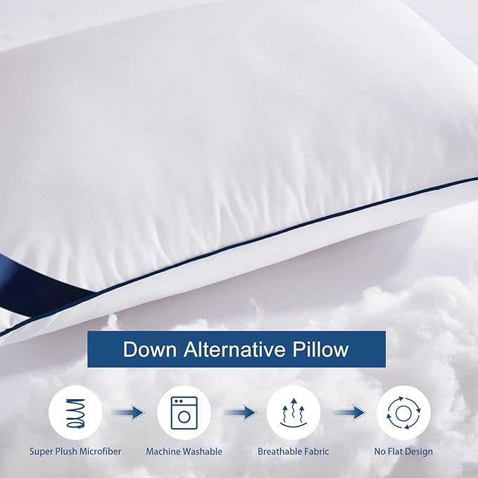Meoflaw Pillows King Size Set of 4,Soft Microfiber King Pillows with Hollow Fiber,Hotel Quailty Bed Pillows for Sleeping 4 Pack for Back,Stomach Sleeper
