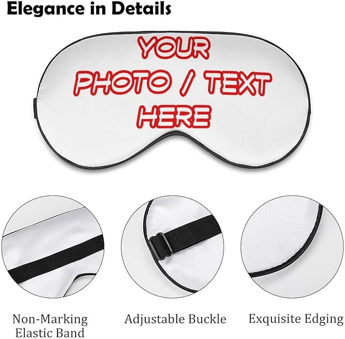 Custom Sleep Mask Personalized Sleeping Mask Blindfold Adjustable Soft Eye Mask Cover for Adults Kids Travel Nap Games