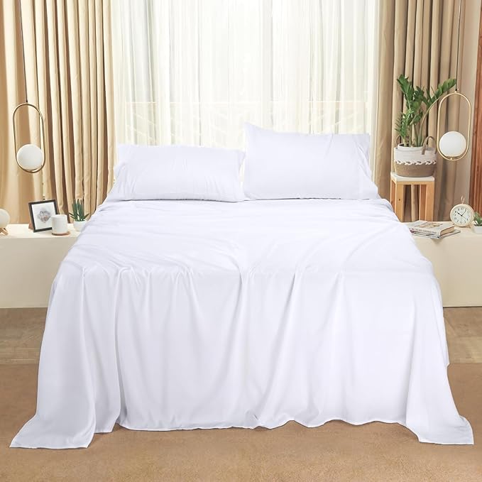 Utopia Bedding Full Bed Sheets Set - Pack of 2 Sheet Sets - Perfect for Spa, Hotel, & Guest Bedroom - Brushed Microfiber - Shrinkage and Fade Resistant - Easy Care (White)