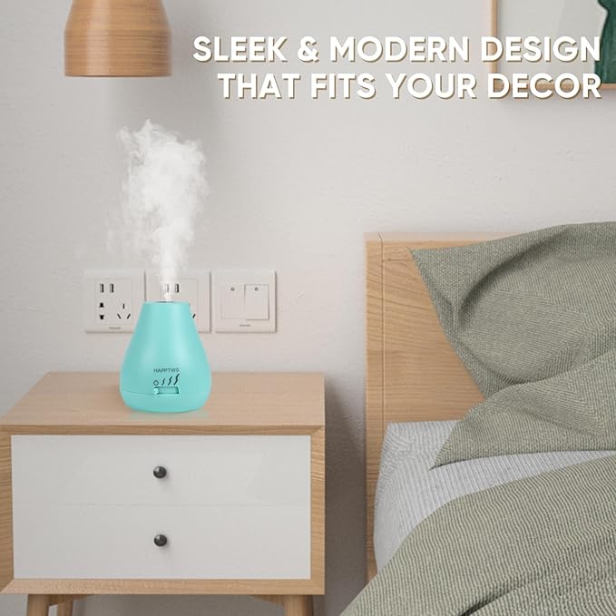 HAPPTWS Essential Oil Diffuser - Waterless Diffuser 3 Timer Settings Battery Powered for Bedroom Yoga Room Toilet Pet Room - Blue