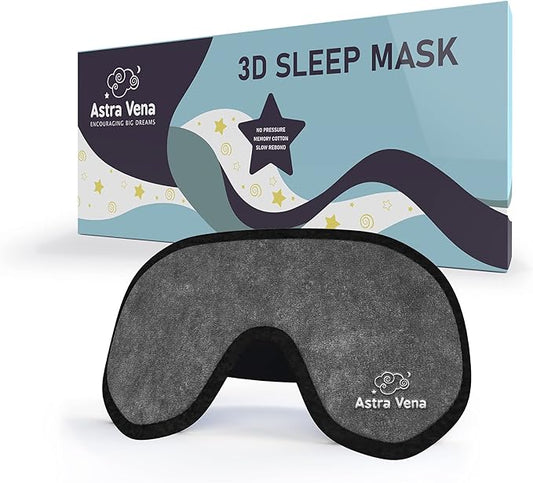 3D Sleep Mask for Kids, Light Block Sleeping Blindfold Memory Foam Contoured Eye Mask for Sleep, Adjustable Strap Eye Cover and Travel Sleep Mask for Boys Girls, Grey