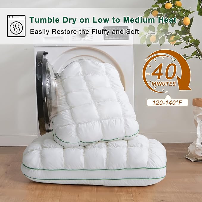 YOUR MOON Fluffy Support Bed Pillow Queen Size Set of 2, Super Soft Premium Down-Alternative Filling for Sleeping, Luxury Hotel Quality Bed Pillows for Side Sleeper (White)