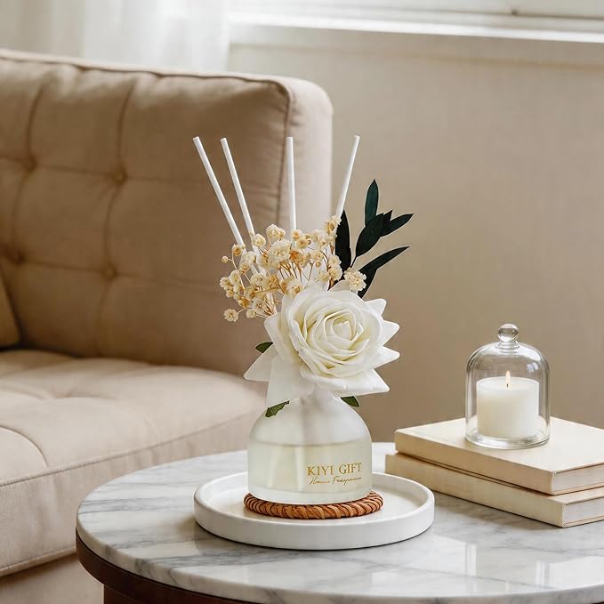 Reed Diffuser Set,4.06 oz Scented Diffuser with 6 Sticks,Home Fragrance,Reed Diffuser for Bathroom Shelf Decor (Pear Freesia)