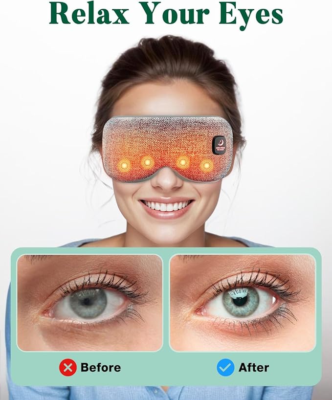 YoanYouth Heated Eye Mask for Dry Eyes, FSA Eligible HSA, Cordless Warm Compress for Eyes, Light Blocking Eye Heating Pad, Styes, Sleep, Cover Washable, Rechargeable, Deep Gray