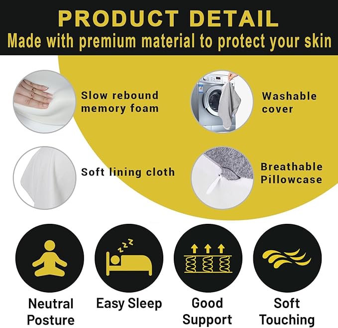 anzhixiu Long 14” Knee Pillow for Side Sleeper Fully Support Thighs and Knees for Required Knee Separation- Leg Pillow for Side Sleeping Between Legs Aligns Spine- Large, Gray