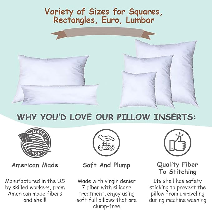 Pillowflex Synthetic Down Pillow Insert - 13x19 Down Alternative Pillow, Ultra Soft, Small Rectangle, Lumbar, Travel, Neck, Sleeping Pillow - 1 Decorative Pillow Form
