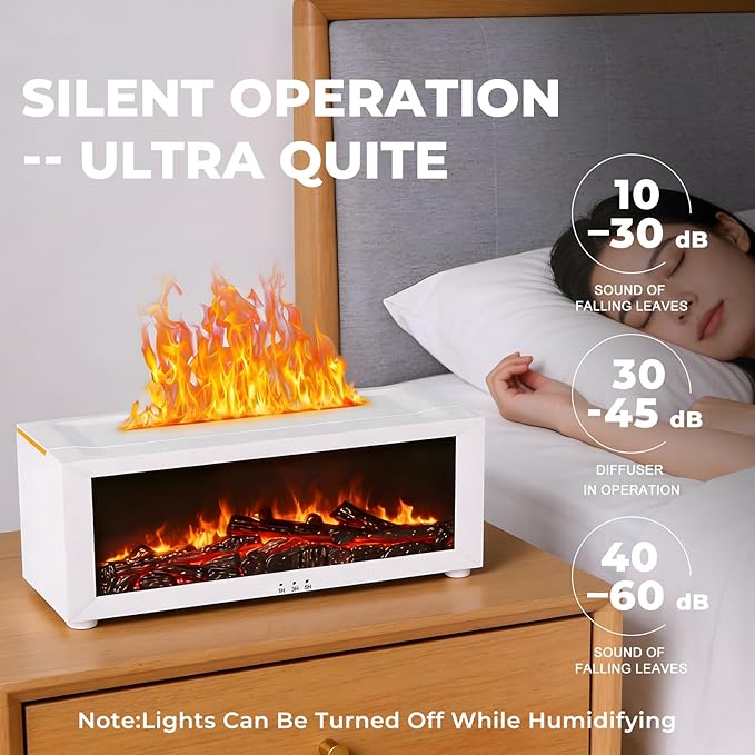 Fireplace Flame Essential Oil Diffuser, 7-Color LED Ultrasonic Aromatherapy Humidifier with Remote Control & Timer, 150ml Waterless Auto-Off Cool Mist Diffuser for Home Bedroom Office Yoga Black