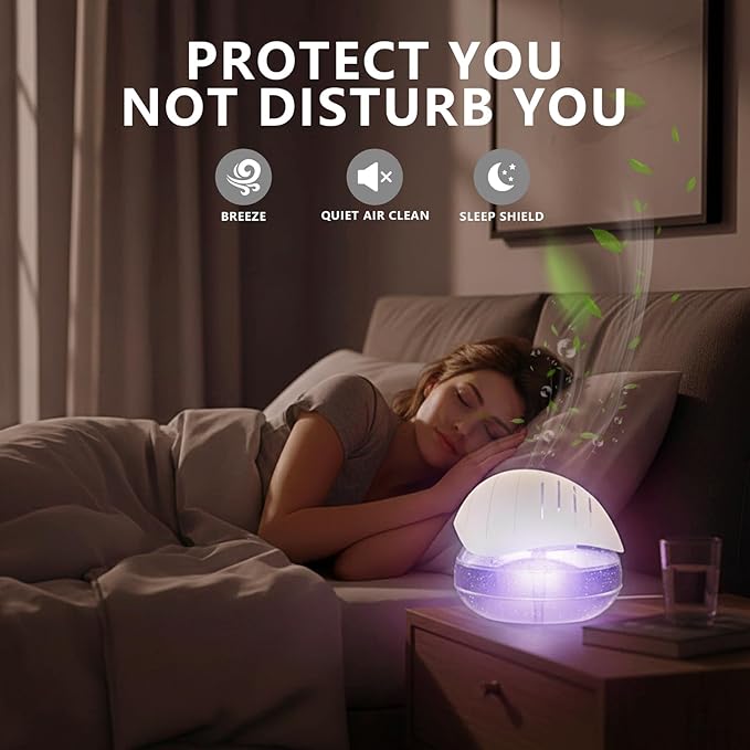 BBMars Aromatherapy Essential Oil Diffuser, Water Washable Air Purifier with 7 Color LED Night Light, Small Air Cleaner for Smoke & Pet Odor, Home Office Air Freshener