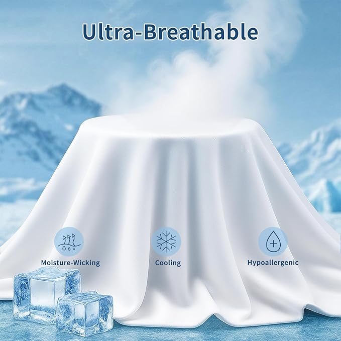 Premium Cooling Pillowcases Standard Size Set of 2 for Hot Sleepers&Night Sweats Beauty Sleep Reduces Wrinkles&Frizz Softer Than Silk Pillow Cover Oeko-TEX Certified White Breathable