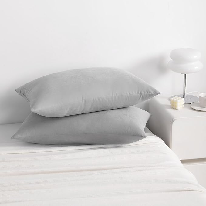 NTBAY Down Alternative Bed Pillows, Queen Size Set of 2, Machine Washable Soft Pillow for Back, Stomach or Side Sleepers, Soft Hotel Collection Pillows for Sleeping, Light Grey