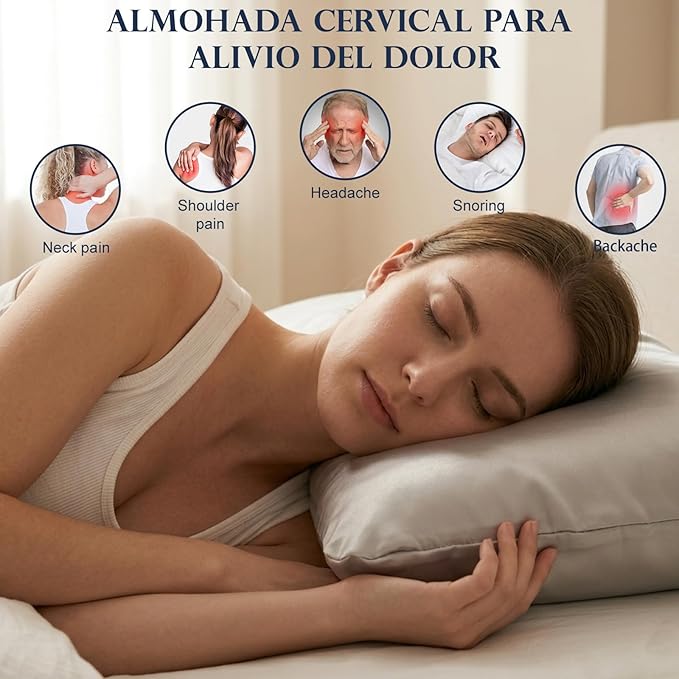 doudou Cervical Pillow for Side Sleepers - Neck Pain Relief Pillow with 3-5 Second Slow Rebound Memory Foam, 360° Ergonomic Support & Cooling Odor-Resistant Pillowcase for Home, Bed, Dorm Use