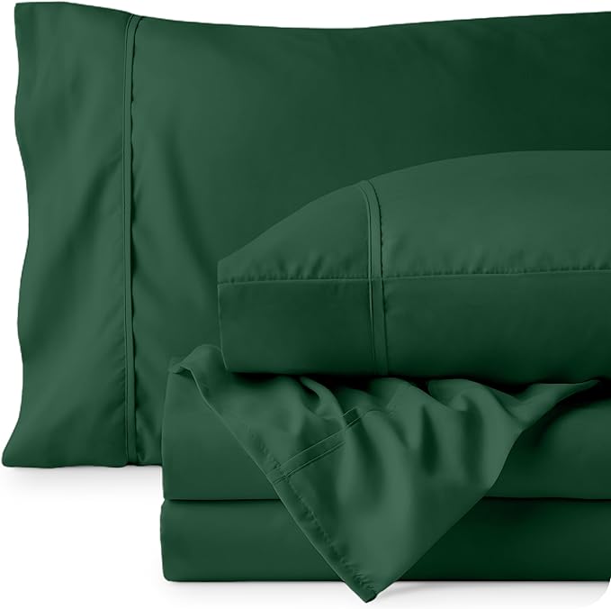 Bare Home Full Sheet Set - 1800 Ultra-Soft Microfiber Full Bed Sheets - Double Brushed - Deep Pockets - Easy Fit - 4 Piece Set - Bedding Sheets & Pillowcases (Full, Forest Green)