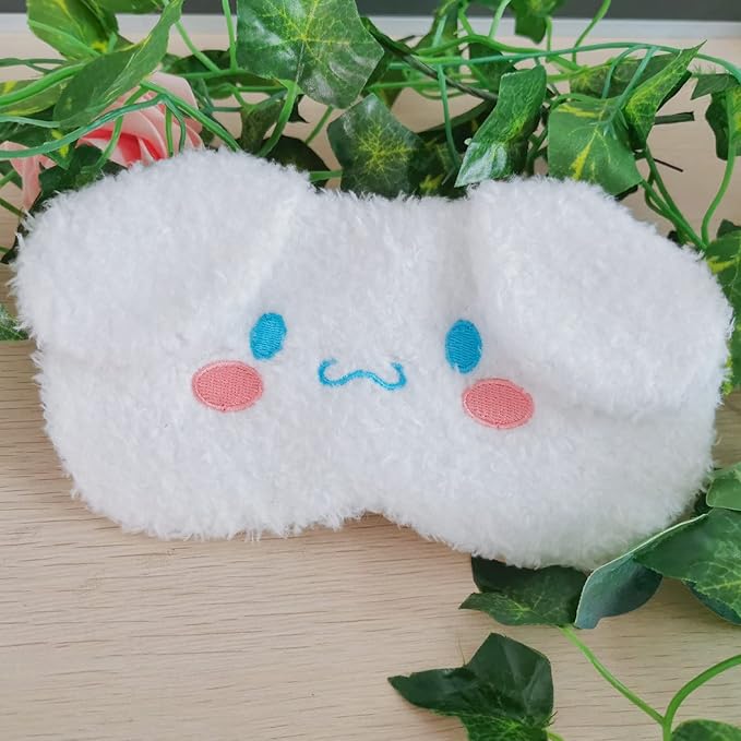 Cute Animal Sleeping Mask Soft Plush Blindfold Cute Rabbit Panda Koala Eye Cover Eyeshade for Kids Teens Girls Women (Dog White)