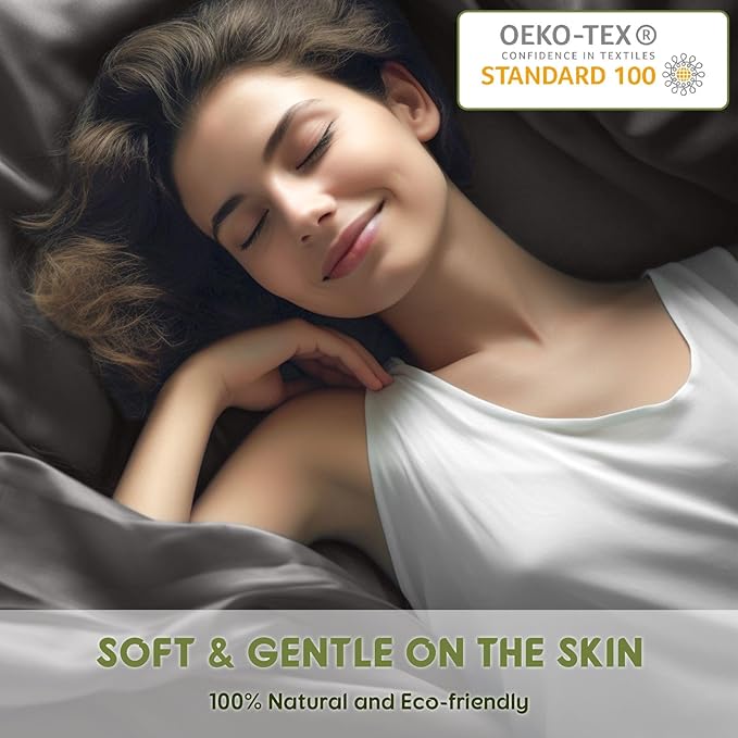 SONORO KATE 100% Egyptian Cotton Sheets Queen Size - 600 Thread Count, Luxury Hotel Sateen Weave Bedding Set, Soft Breathable Sheet Sets, 16" Deep Pocket - 4 PC(Dark Grey,Queen)