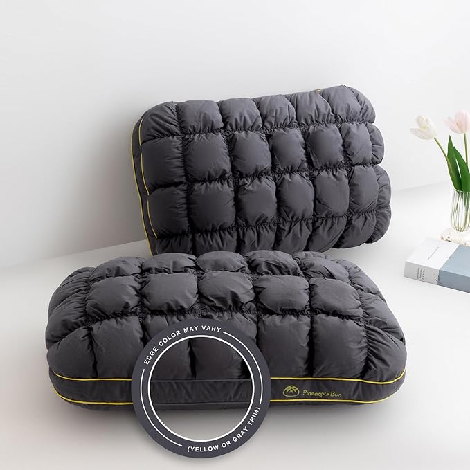 YOUR MOON Fluffy Support Bed Pillow King Size Set of 2, Luxury Hotel Quality Bed Pillows for Side Sleeper, Super Soft Premium Down Alternative Filling Pillow for Sleeping (Gray)