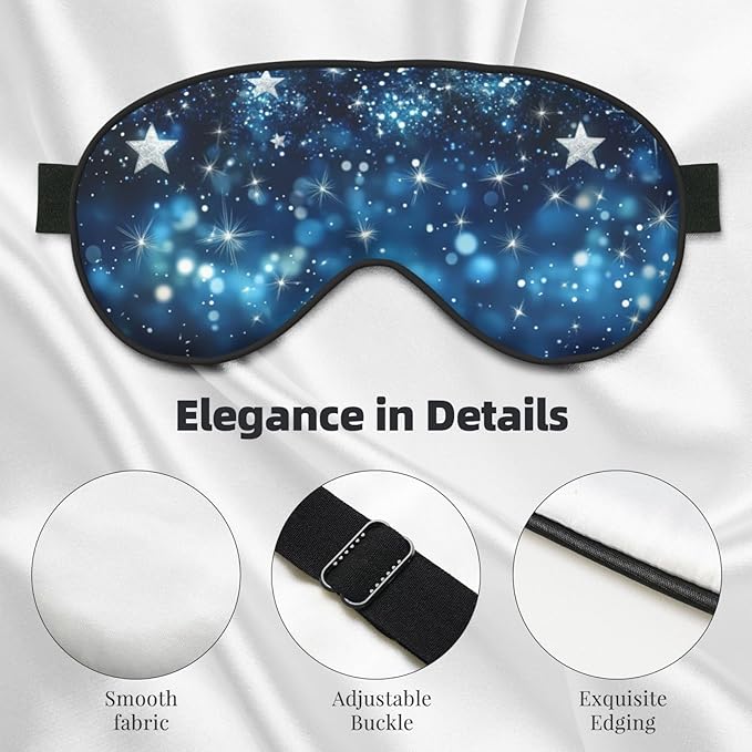 Glittering Star Sleep Mask Eye Mask with Adjustable Strap Eye Sleep Shade Cover Blocks Light for Women Men Airplane Travel Nap