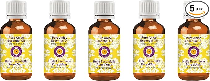 Deve Herbes Pure Anise Essential Oil (Pimpinella anisum) Steam Distilled (Pack of Five) 100ml X 5 (16.9 oz)