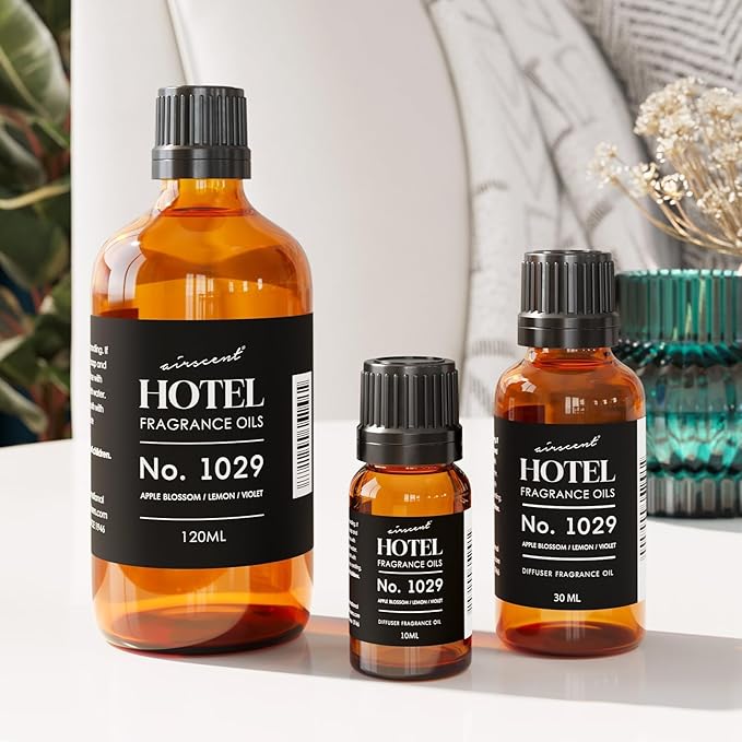 AirScent Hotel Diffuser Oil No. 1029 Inspired by The Floral Breeze Hotel Scent - Premium Fragrance Oil for Ultrasonic and Waterless Diffusers and Crafting - 10 mL, 0.34 fl oz Glass Bottle with Dropper