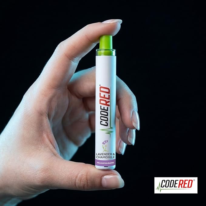 Code Red V-Aid Lavender Herbal Diffuser - Relaxation Blend Stick with Chamomile, Ashwagandha, Apigenin & L-Theanine - Plant-Based Wind-Down Ritual - Glow-in-the-Dark Ring - U.S. Lab Tested - 1 Count