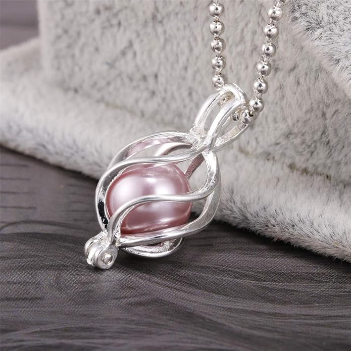 Mixed Pearl Cage Locket Pendants Set, Essential Oil Diffuser DIY Necklace Bracelet Jewelry Making Craft, Bulk Beads Aromatherapy Diffuser Charms Gifts for Women Girls