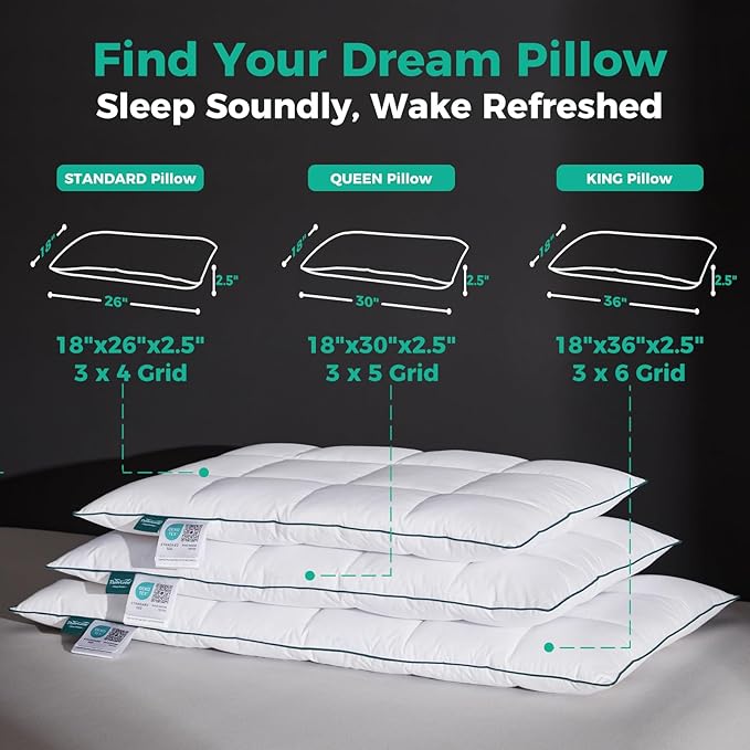 Three Geese Ultra Thin Flat Goose Down Feather Pillows for Sleeping Standard Size Set of 2, 2.5" Height, 100% Cotton Cover, Ultra Slim Hotel Collection Bed Pillow for Stomach, Back Sleeper, 18x26 in.