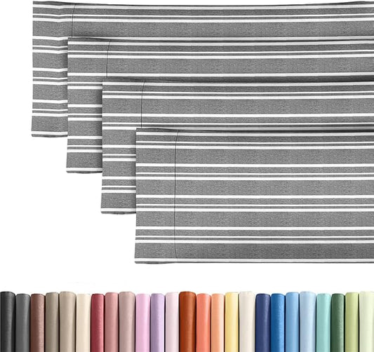 Body Pillowcases Set of 4-20x54 Long Body Pillow Case - Soft Body Pillow Cover for Sleeping & Side Sleepers - Comfy, Breathable & Fade Free - Machine Washable w/Envelope Enclosure - (Grey Stripes)