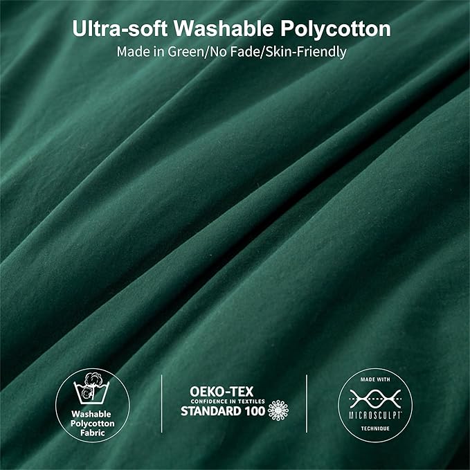 Ultra-Soft Emerald Green Queen Size Bed Comforters Sets - Comfy Cozy Polycotton Bedding Blanket Quilt Down Alternative Comforter & Pillowcase - Lightweight but Warm All Season, Forest Hunter