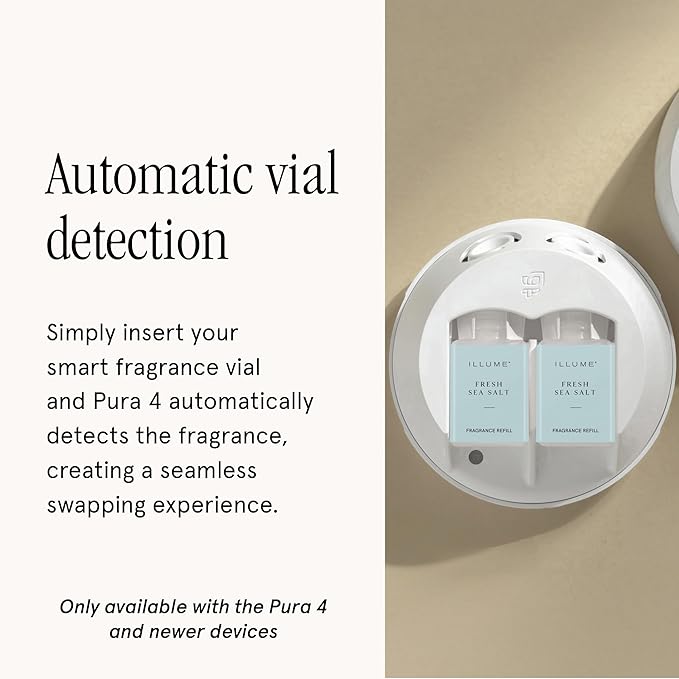 Pura & Illume Home Scent Refill - Smart Air Diffuser - Up to 120-Hours of Luxury Fragrance per Refill - Home Essential - Clean & Safe Diffuser Fragrance - Fresh Sea Salt
