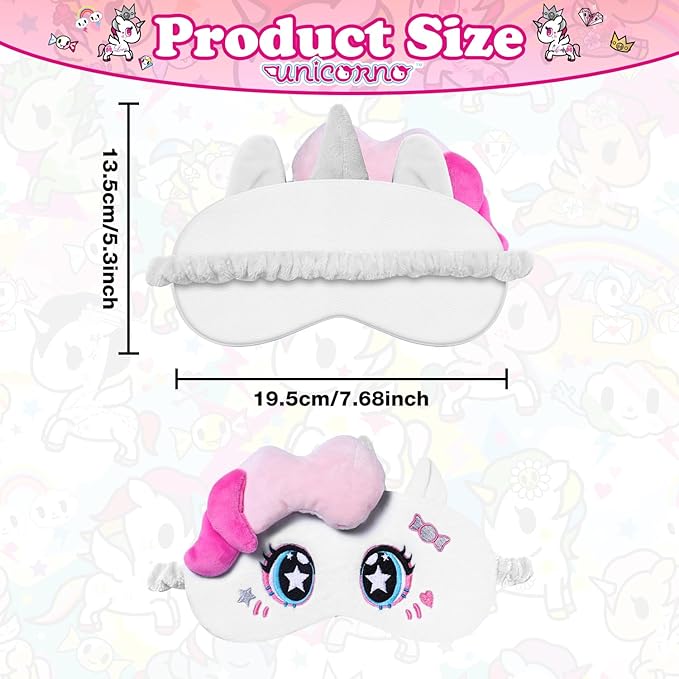 Tokidoki Official Unicorno Sleep Mask Super Soft & Eye Mask for Women Men Washable Blindfold with Adjustable Elastic Strap Blackout Eye Mask for Travel Nap Home Birthday Gift for Family Friend-Sugar