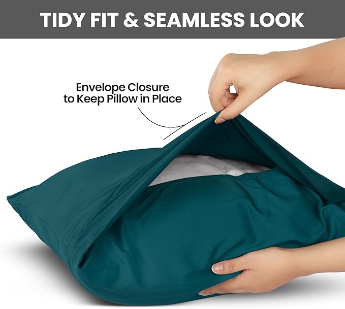 Utopia Bedding Pillow Cases Standard Size 2-Pack – Soft Brushed Microfiber – Envelope Closure – Perfect for Hospitals, Hotels, Guest Rooms – Oeko-TEX Certified, 20x26 Inches (Teal)