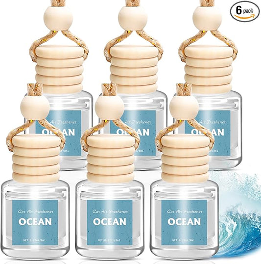AROIC Car Air Freshener 6 Pack, Long Lasting Fresh Aroma Diffuser Set for Men & Women, Natural Essential Oil Fragrance Diffuser for Removing Odors, Auto Interior Decor Accessories Unisex (Ocean Scent)