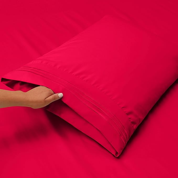 Clara Clark Twin XL Sheets, 5 Piece Set - Hotel Luxury Bed Sheets, Super Soft Bedding Set, Twin XL Size, Hot Pink