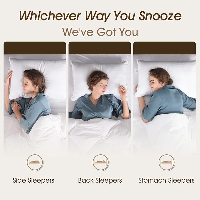 downluxe King Size Pillows Set of 4 – Premium Down Alternative Bed Pillows for Back, Side & Stomach Sleepers, White