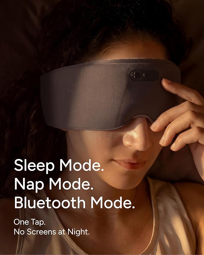 Sleenova Sleep Eye Mask with Bluetooth Headphones - Side Sleeper Optimized with Integrated Offline Audio for Phone-Free Use - 3 Modes for Rest, Nap & Travel