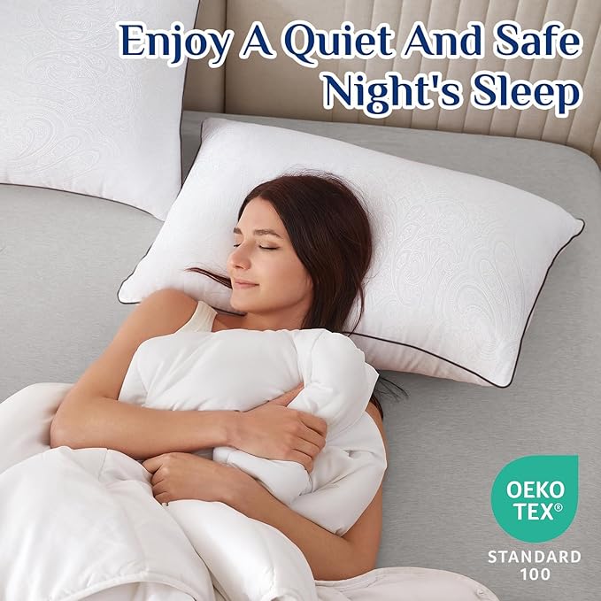 JOLLYVOGUE Pillows Queen Size for Sleeping, Soft and Supportive Bed Pillow with Down Alternative Filling for Side and Back Sleepers, Hotel Collection