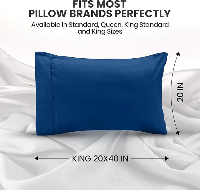 Utopia Bedding Pillow Cases King Size 2-Pack – Soft Brushed Microfiber – Envelope Closure – Perfect for Hospitals, Hotels, Guest Rooms – Oeko-TEX Certified, 20x40 Inches (Blue Dusk)