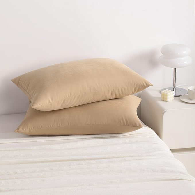 NTBAY Down Alternative Bed Pillows, Standard Size Set of 2, Machine Washable Soft Pillows for Back, Stomach or Side Sleepers, Soft Hotel Collection Pillow for Sleeping, Light Taupe