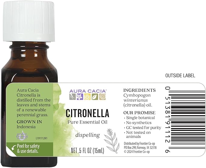AURA CACIA Citronella Java Essential Oil, 0.5 FZ
