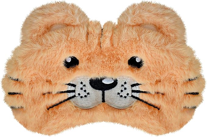Cute Tiger Sleeping Mask, Soft Fluffy Plush Blindfold Funny Novelty Sleep Mask Eye Cover Eyeshade for Kids Girls Boys Women Night Nap Travel Meditation