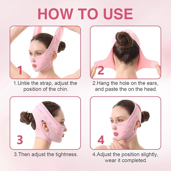 Anti-Snoring Sleep Mask with Aromatherapy, Face Firming & Snoring Solution, Relaxing Chin Strap for Anxiety Relief, Improved Sleep & Jawline Contouring for Adults（pink）